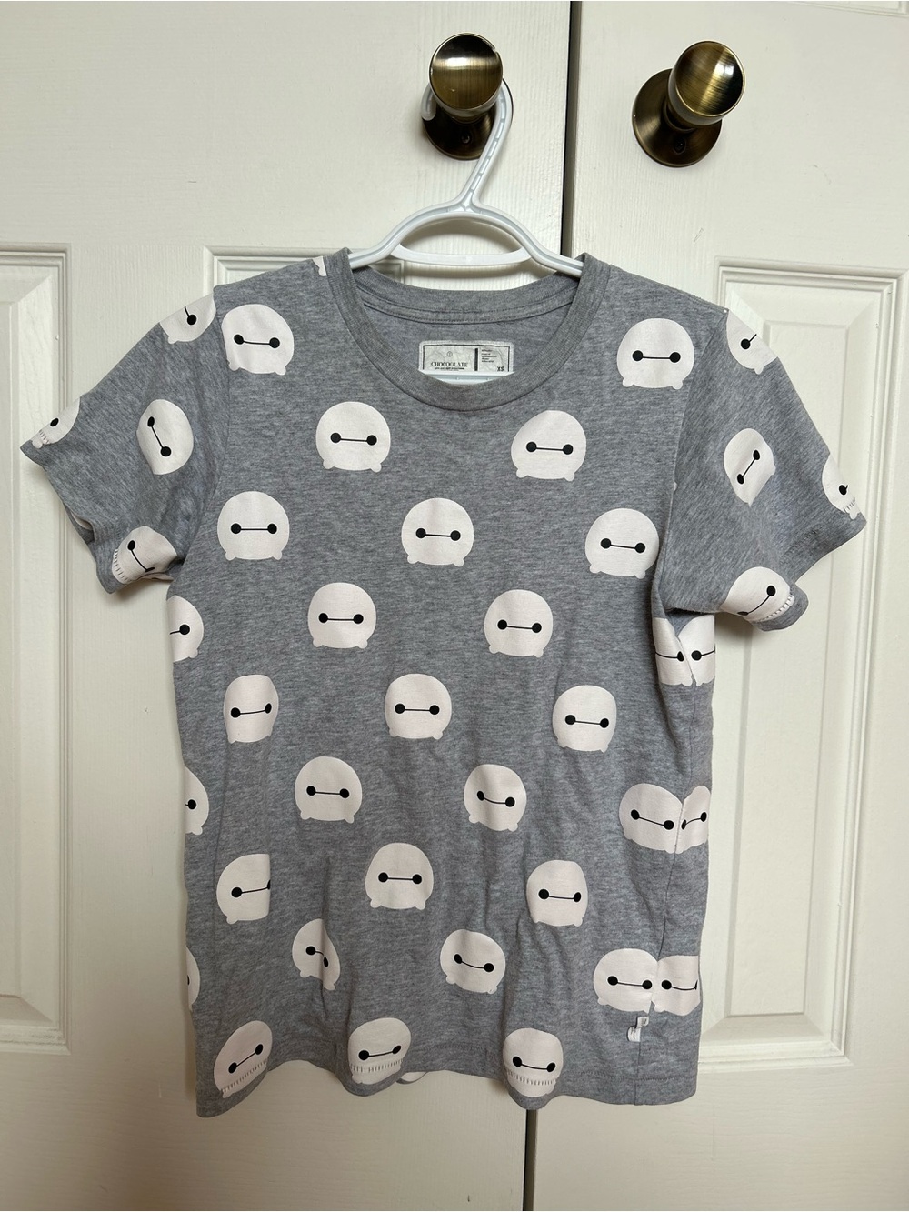 Preowned Disney baymax pattern Tsum Tsum tee shirt gray size XS women's cute